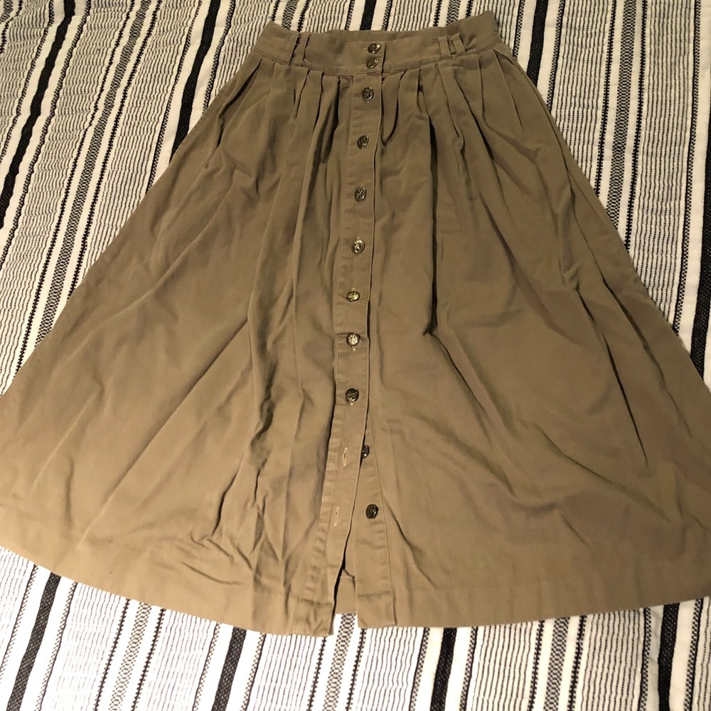 Vintage khaki midi skirt